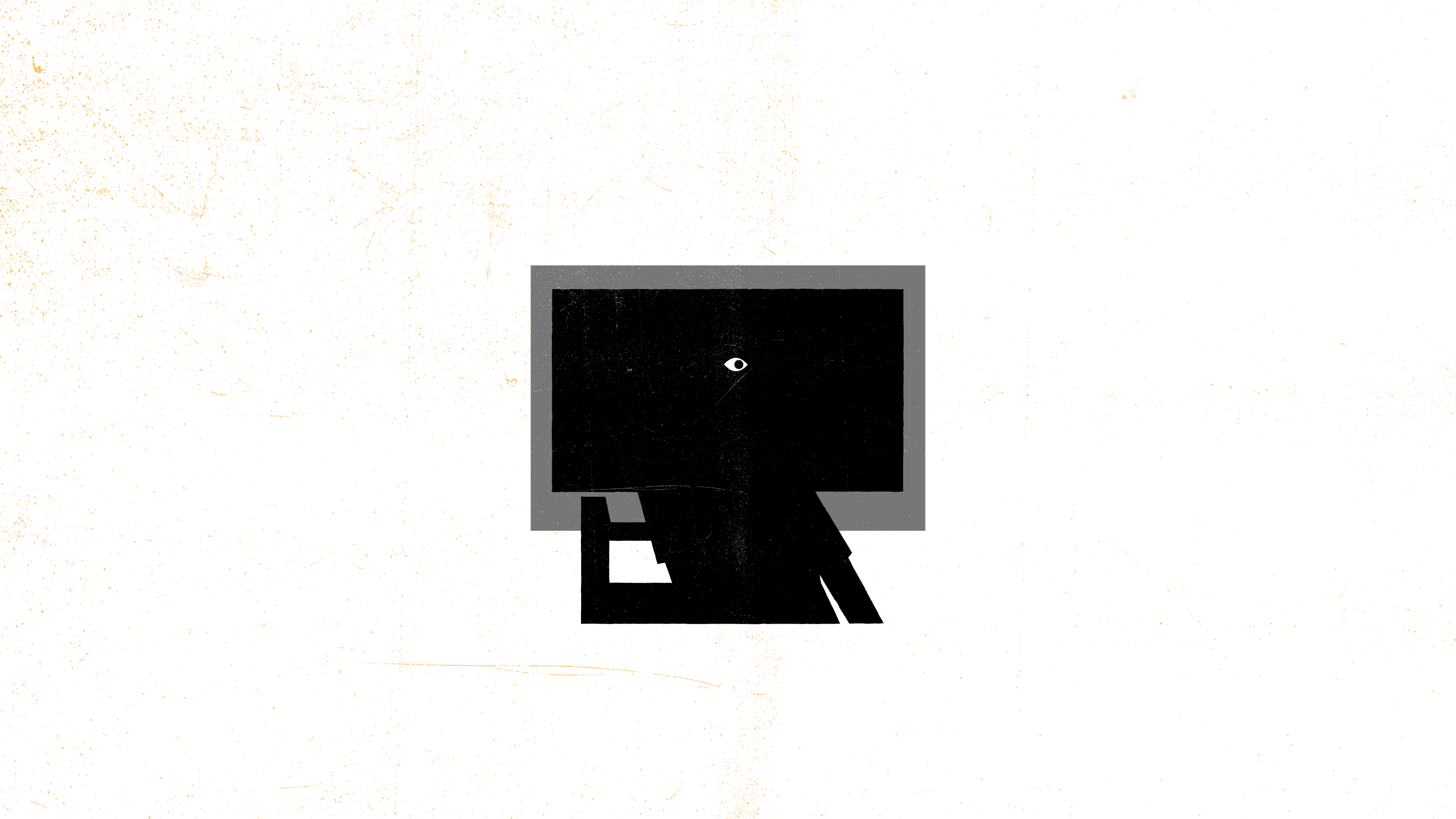 A dark computer screen with one creepy eye.