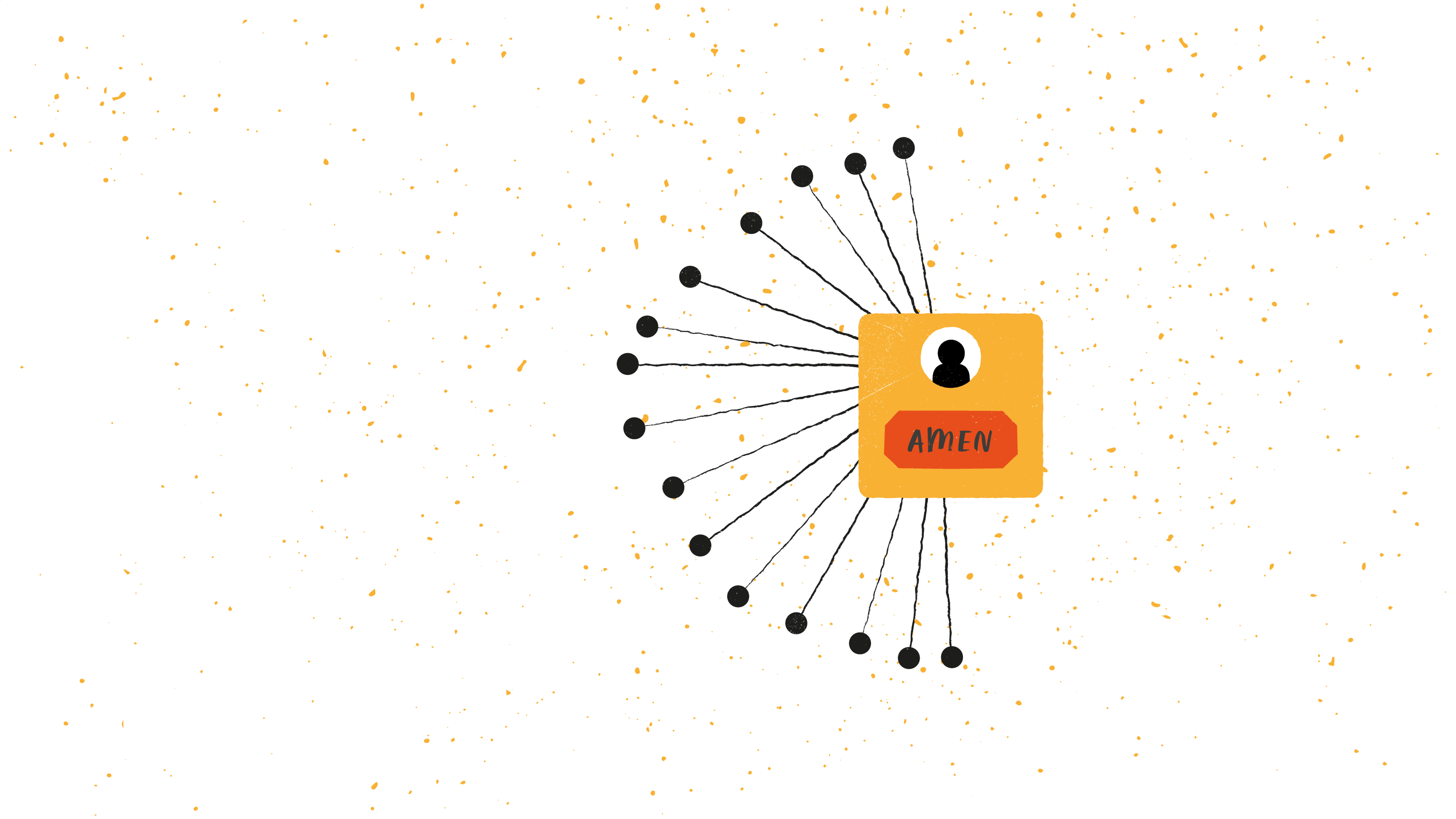 A user app screen with the amen button and dozens of trackers connected to it.