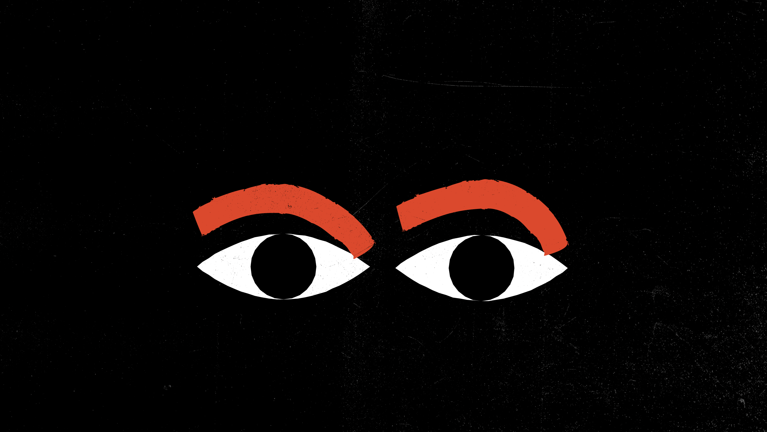 Eyes with raised eyebrows looking angry.